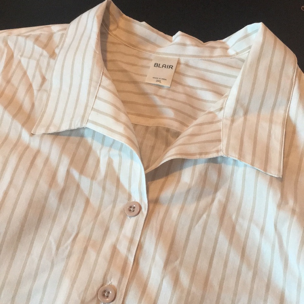 Plus Size Stripped Button Business Work Attire Top - image 6